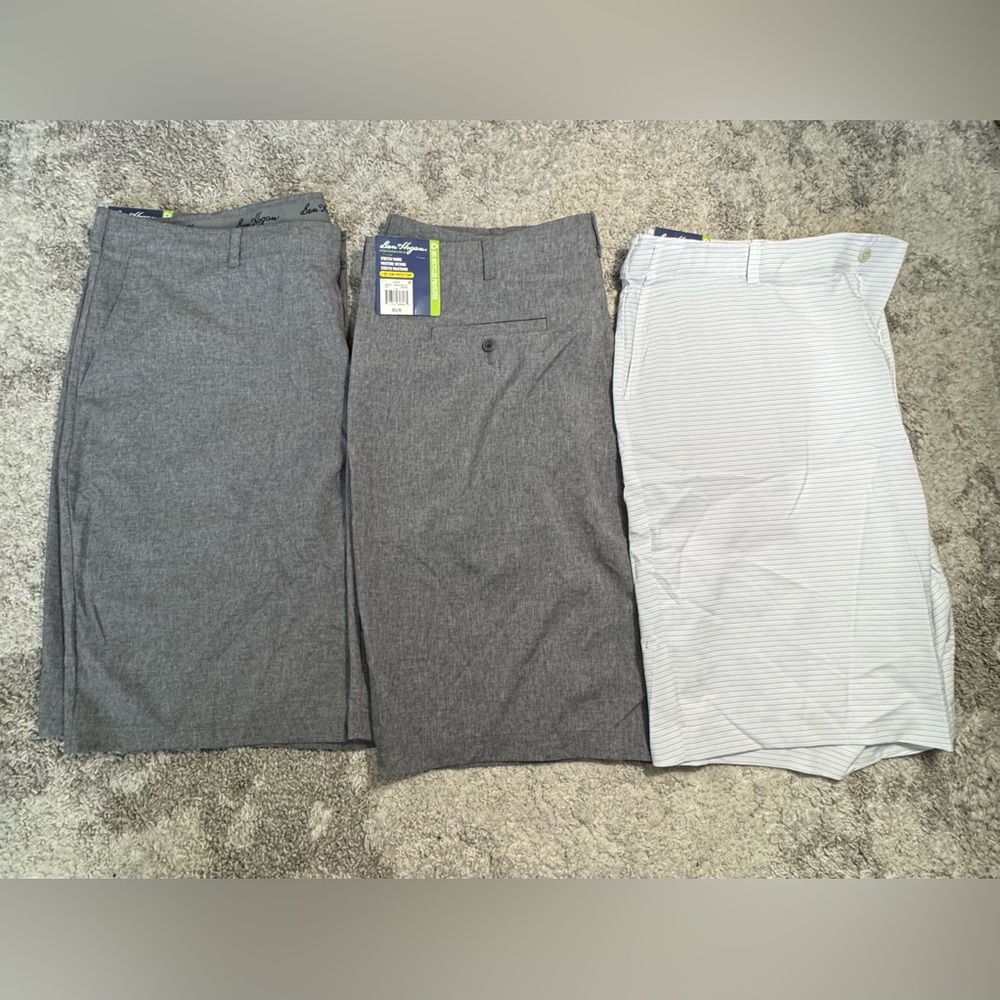 3 Ben Hogan Gray Flat Front Shorts Casual Style